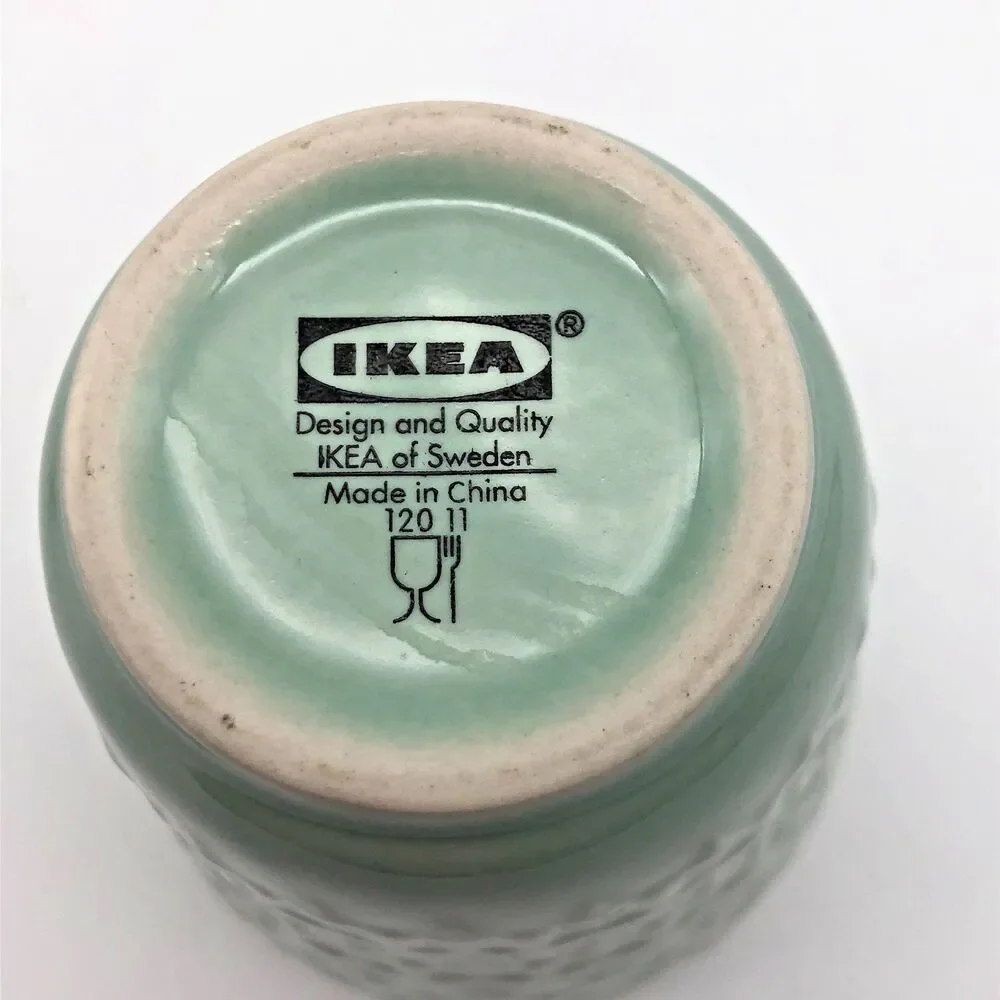 IKEA Sommar Ceramic Tumbler Cup Set of 2 Green Retired